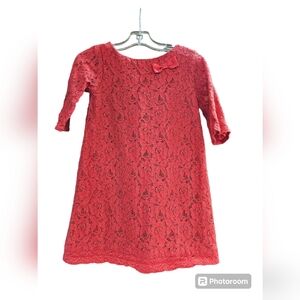 Beebay red floral lace style dress with bow